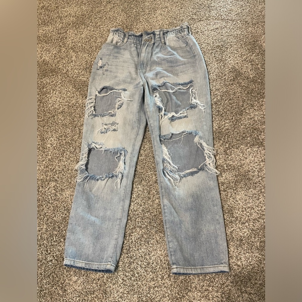Kancan paper bag waist boyfriend jeans